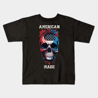 American Flag 4th of July Patriot Skull Kids T-Shirt